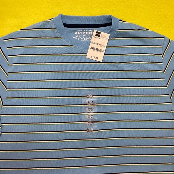T-SHIRT ARIZONA JEAN COMPANY large 14/16 - Light Blue - With stripes - Picture 1 of 12
